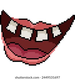 pixel art of ugly mouth laugh isolated background