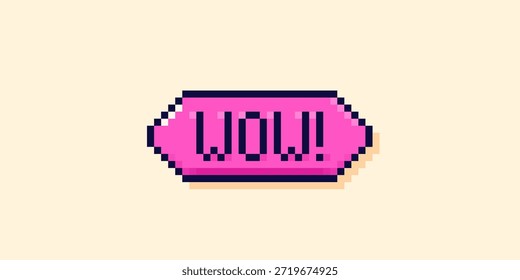 Nube de interfaz de usuario de Pixel Art. Burbuja de discurso Magenta Ok.
