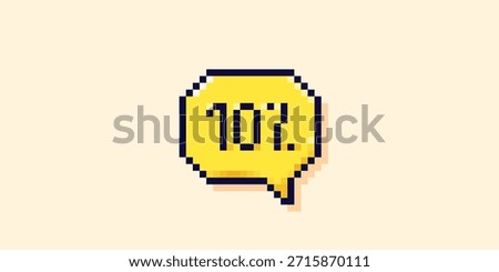 Pixel art UI cloud. Yellow 10 percent speech bubble.
