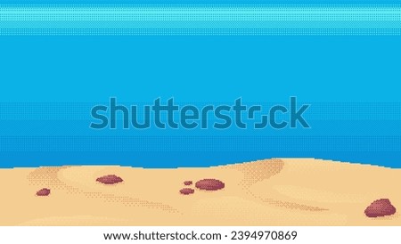 Pixel art underwater background for game or mobile app. Seafloor vector illustration. Seamless when docked horizontally.