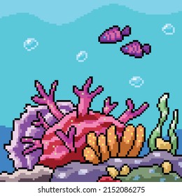 pixel art of underwater coral plant