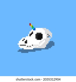 Pixel art unicorn skull head.