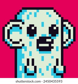 Pixel art unknown creature little animal character, avatar, cartoon vector icon, game user or web profile, 8-bit, social net portrait, minimalistic fashion, vector cryptoart background.