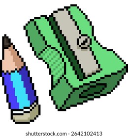 pixel art of used short pencil sharpener isolated background