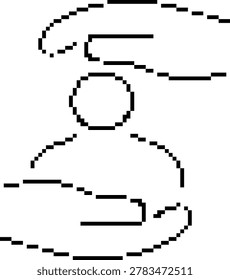 pixel art user protection icon retro account security symbol isolated on transparent background