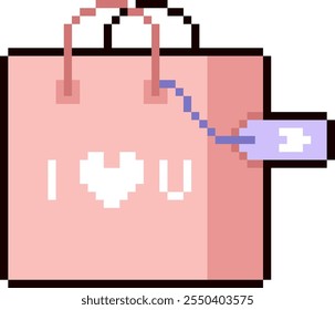 Pixel Art Valentines Day I Love You Package Vector Illustration