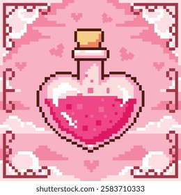 Pixel art valentine's vector illustrations