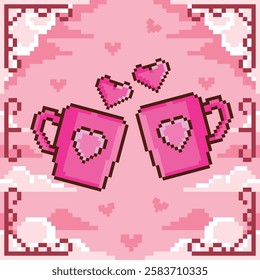 Pixel art valentine's vector illustrations