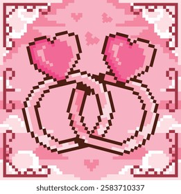 Pixel art valentine's vector illustrations