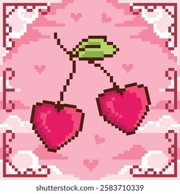 Pixel art valentine's vector illustrations