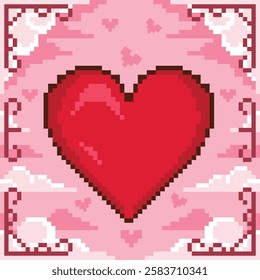 Pixel art valentine's vector illustrations