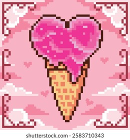 Pixel art valentine's vector illustrations