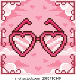 Pixel art valentine's vector illustrations