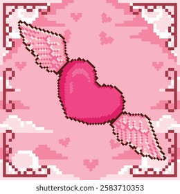 Pixel art valentine's vector illustrations