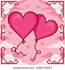 Pixel art valentine's vector illustrations