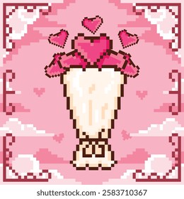 Pixel art valentine's vector illustrations
