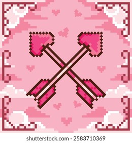Pixel art valentine's vector illustrations
