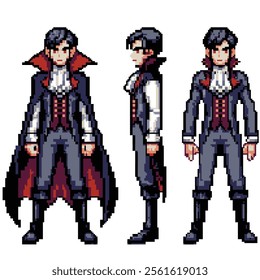 Pixel art vampire front and side view