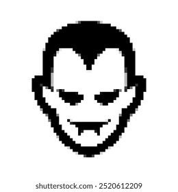 pixel art vampire icon vector on white background