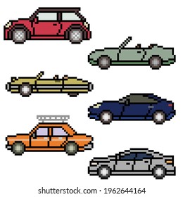 Pixel Art Of Various Car Side