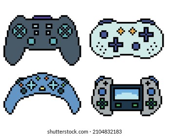 pixel art of various gaming controller