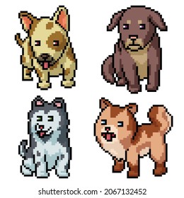 pixel art of various small puppy