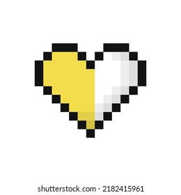 Pixel art Vatican flag in the shape of a heart. Vector illustration