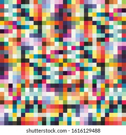 Pixel art vector. Abstract vector colorful geometric background. Square mosaic background. Square shape wallpaper pattern. Digital vector pixel background.