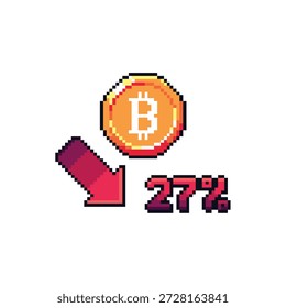 El bitcoin del Vector del arte del pixel baja el 27% de todo el tiempo alto. bueno para su proyecto 