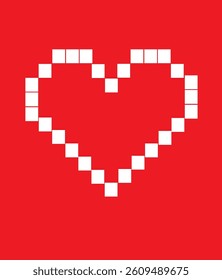 Pixel art vector collection of heart emoji icons in retro 8-bit style