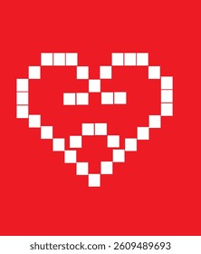 Pixel art vector collection of heart emoji icons in retro 8-bit style