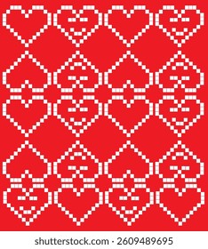 Pixel art vector collection of heart emoji icons in retro 8-bit style