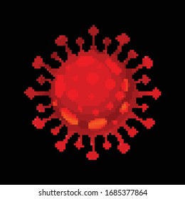 Pixel art vector Coronavirus Bacteria Cell Icon, 2019-nCoV COVID-19. Pixel art 8 bit virus. 