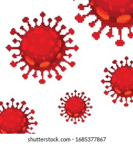 Pixel art vector Coronavirus Bacteria Cell Icon, 2019-nCoV COVID-19. Pixel art 8 bit virus. 