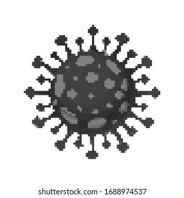 Pixel art vector Coronavirus Bacteria Cell Icon, 2019-nCoV COVID-19. Pixel art 8 bit virus. 