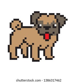 pixel art vector dog pug