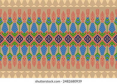 pixel art vector Fabric Morocco, geometric ethnic pattern seamless,Pixel pattern art wallpaper Background, Design for fabric, curtain, carpet ,geometry seamless pattern art illustration
