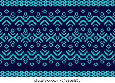 Vector de arte de píxeles Tela Marruecos, patrón étnico geométrico sin fisuras, Fondo de pantalla de arte de patrón de píxeles Fondo, Diseño para tela, cortina, alfombra, ilustración de arte de patrón sin fisuras de geometría