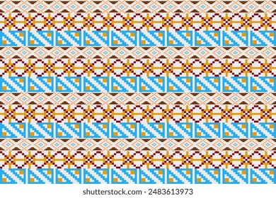 Pixel art vector Fabric Morocco, geometric ethnic pattern seamless,Pixel pattern art wallpaper Background, Design for fabric, curtain, carpet ,geometry seamless pattern art illustration