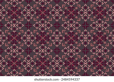 Pixel art vector Fabric Morocco, geometric ethnic pattern seamless,Pixel pattern art wallpaper Background, Design for fabric, curtain, carpet ,geometry seamless pattern art illustration