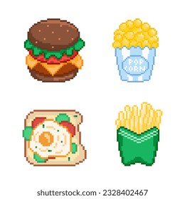 arte en píxeles, comida rápida vectorial