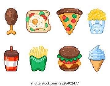 pixel art, vector- fast food