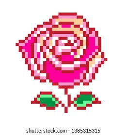 Pixel Art Vector Flower Rose Stock Vector (Royalty Free) 1385315315 ...