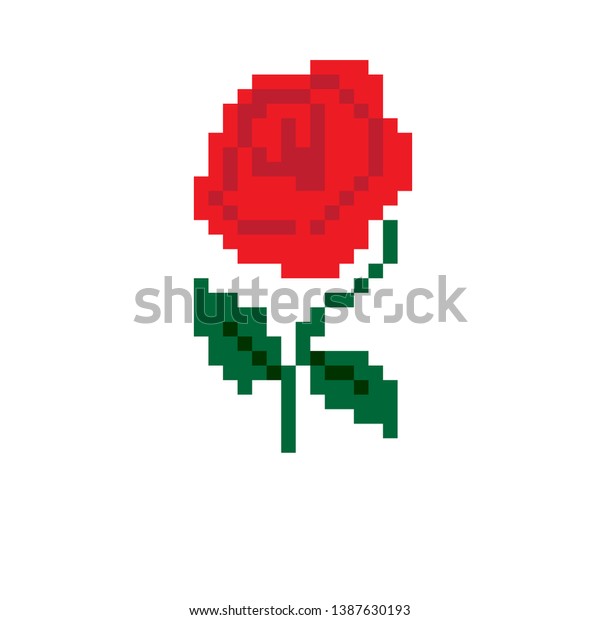 Pixel Art Vector Flower Rose Stock Vector (Royalty Free) 1387630193 ...