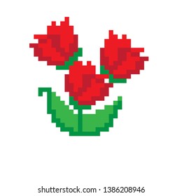 pixel art vector flower tulip