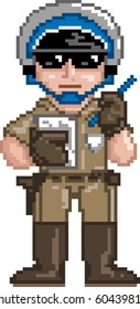 Pixel art Vector illustration of police. Artwork is composed of editable vector squares. Artwork is clearly and crisply readable in both large and tiny sizes.