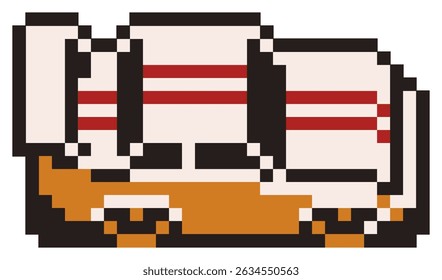 Pixel art vector illustration of race car with red strip line and white color ready to race for element, icon, game