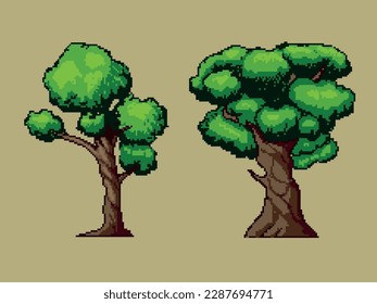 Vector De Arte Pixel Ilustración Isolada Árbol Africano