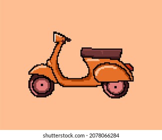 pixel art, vector motorbike illustration