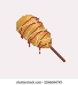 Pixel art vector object, 8bit video game style, Corndog